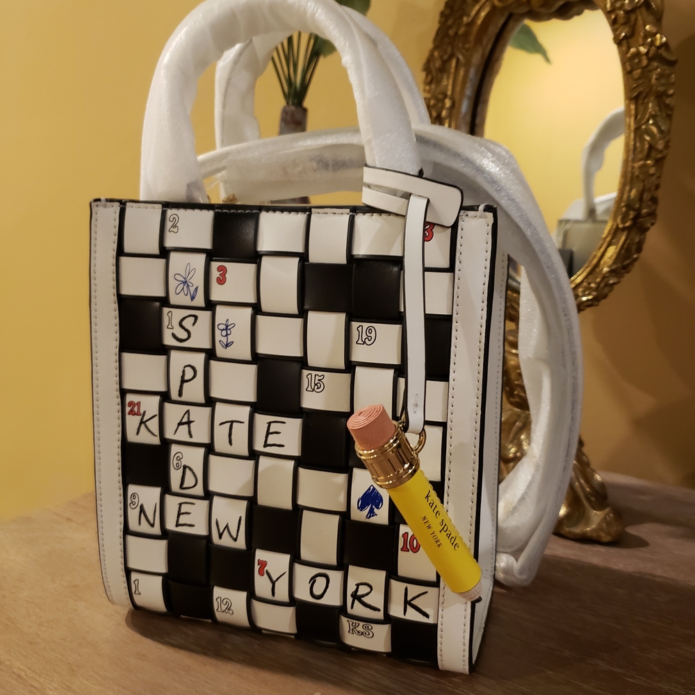 NWT! KATE SPADE MANHATTEN Crossword Puzzle Tote / Crossbody ( WORDPLAY ) - Picture 6 of 7